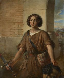 David mit dem Haupt Goliaths by Johann Peter Krafft