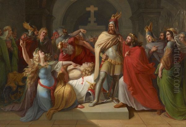 Kriemhild an der Leiche Siegfrieds erklart Hagen als dessen Morder und schwort Rache - view 1