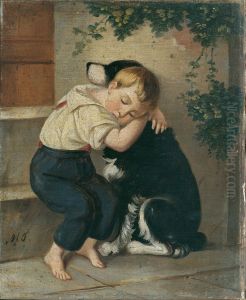 Knabe mit Hund Knabe mit Hund