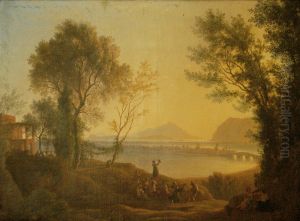 Italienische Landschaft mit Sonnenuntergang Italienische Landschaft mit Sonnenuntergang