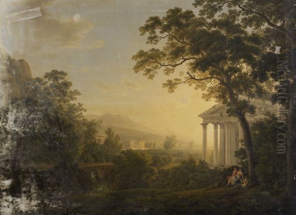 Ideale Landschaft mit Tempelgebauden - view 1