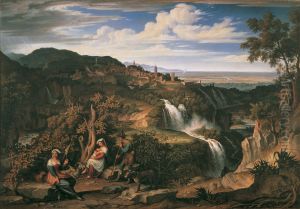 Die Wasserfalle von Tivoli bei Rom by Joseph Anton Koch