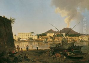 Der Hafen Granatella bei Portici mit dem Vesuv im Hintergrund