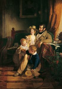 Rudolf von Arthaber und seine Kinder Rudolf, Emilie und Gustav by Friedrich von Amerling