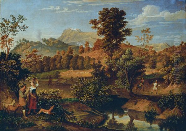 Italienische Landschaft mit pflugendem Landmann (Die Serpentara bei Olevano, Landschaft bei Paliano) - view 1
