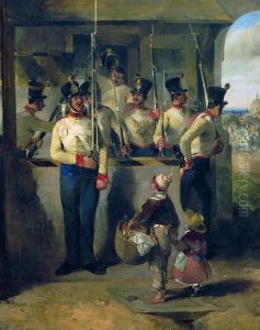 Die Schildwache, in das Gewehr rufend ("Gewehr heraus!") by Carl Schindler
