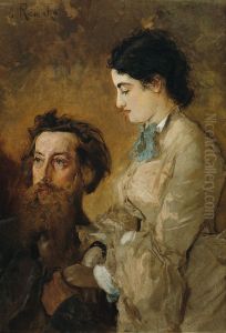 Der Bildhauer Reinhold Begas mit seiner Frau Margarethe
