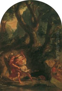 Jakob ringt mit dem Engel by Eugene Delacroix