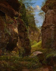 Felsenschlucht im Uttewalder Grund in der Sachsischen Schweiz by August Heinrich