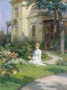 Girl in the Garden of a Villa by Julius Victor Berger