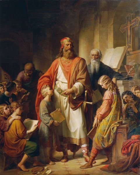Charlemagne reprimands the neglectful students - view 1
