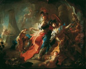 Die Akademie mit ihren Attributen zu Fussen Minervas by Franz Anton Maulbertsch