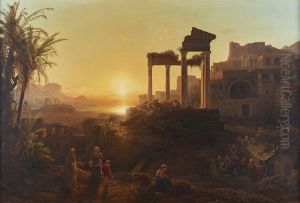 Landschaft mit Sonnenuntergang by Karoly Marko