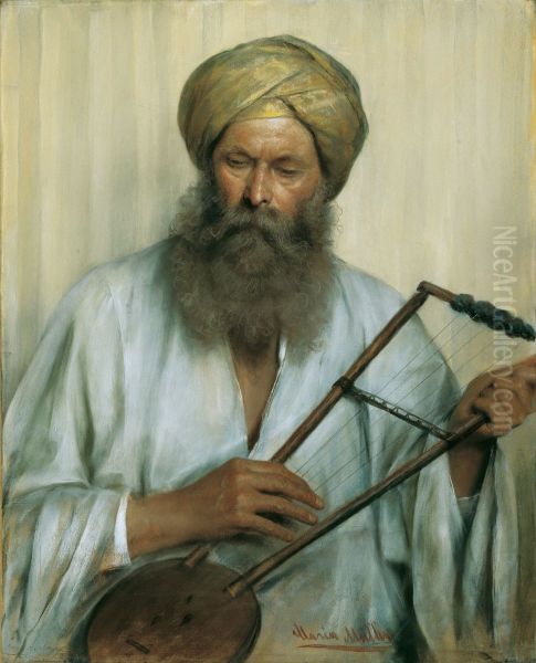 Orientale mit weissem Kaftan und gelbem Turban - view 1