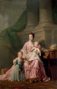 Queen Charlotte (1744-1818), with her Two Eldest Sons by Allan Ramsay