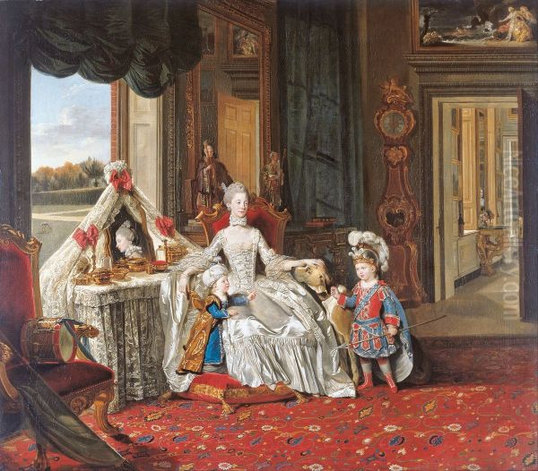 Queen Charlotte (1744-1818) with her Two Eldest Sons - view 1