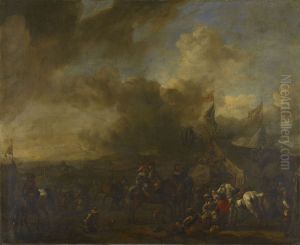 Soldiers before a Sutler's Booth by Philips Wouwerman