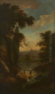 Landscape with figures by Adriaen Van Diest