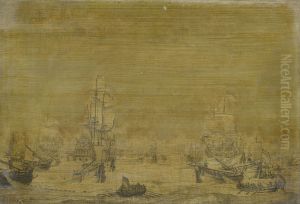 Dutch Herring Busses on the Fishing Ground by Willem van de, the Elder Velde