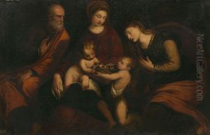 The Holy Family with Saints John and Catherine by Andrea Schiavone
