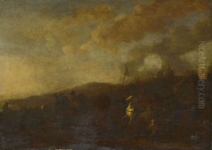 A Battle-piece with Soldiers Plundering by Philips Wouwerman