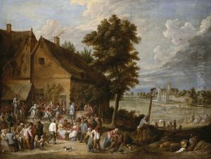 A Feast at Harvest-Time, with the House of Drij Toren in the Background A Feast at Harvest-Time, with the House of Drij Toren in the Background