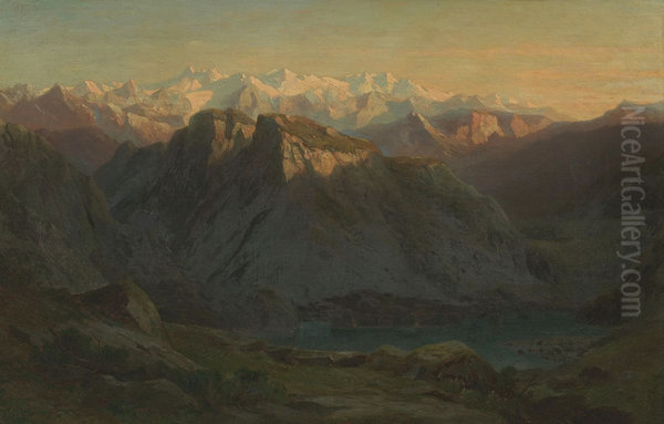 View from the Pilatus towards the Glaciers of the Bernese Oberland - view 1