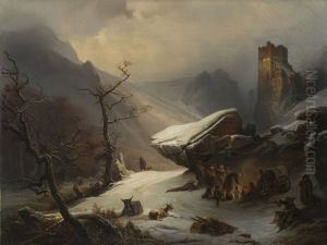 A Winter Scene by Caspar Scheuren