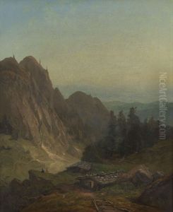 A View in the Tyrol by Eduard Schleich the Elder