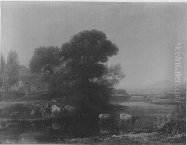 Landscape with Cattle Crossing a Stream - view 1
