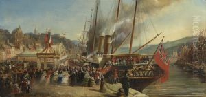 Queen Victoria and Prince Albert, The Prince Consort, landing at Boulogne, 18 August 1855