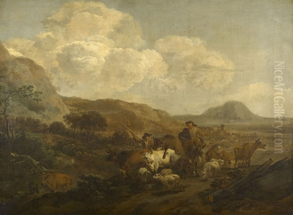 Two Shepherds Driving their Flocks and Herds - view 1