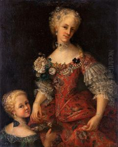 Womanand Child With Embroidered Dresses by Sebastiano Ceccarini