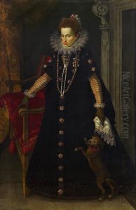 Erzherzogin Maria Anna (1574-1616), Herzogin in Bayern, mit einem Hund by Joseph The Elder Heintz