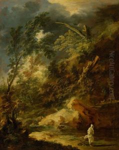 Landschaft mit einem Monch im Wettersturm by Marco Ricci