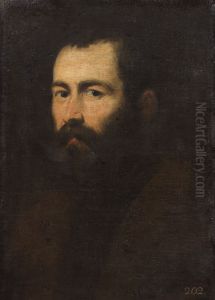 Bildnis eines dunkelbartigen, blauaugigen Mannes by Jacopo Tintoretto