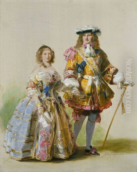 Study of Queen Victoria and Prince Albert in costumes of the time of Charles II - view 1