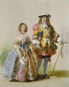 Study of Queen Victoria and Prince Albert in costumes of the time of Charles II by Franz Xavier Winterhalter