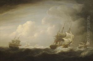 Ships in a Gale by Nicholas Pocock