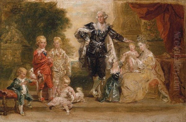George III, Queen Charlotte and their six eldest children - view 1