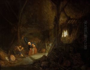 Peasants in a barn