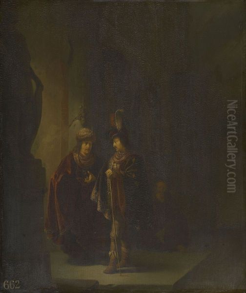 Mordecai Listening to the Conspiracy of Ahasuerus's Chamberlains, Bigthan and Teresh - view 1