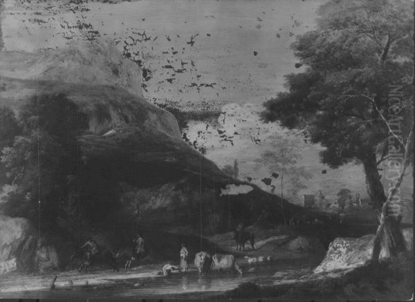 A Hilly Landscape with two Men on Horseback Galloping - view 1