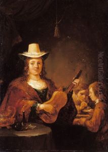 A Woman Playing the Guitar by David Teniers the Younger