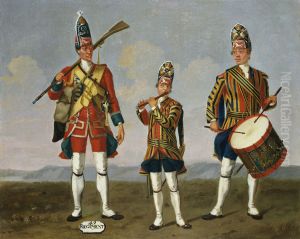Grenadier, 49th Regiment of Foot, and Fifer and Drummer, Foot Guards, 1751