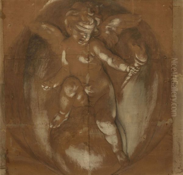 A Cupid, Blindfold, Seated on a Globe - view 1
