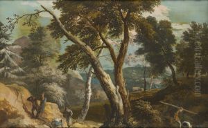 Landscape with Peasants and Woodcutters by Marco Ricci