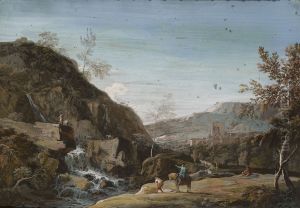 A Rocky Landscape with a Waterfall by Marco Ricci