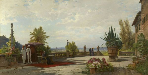 Queen Victoria (1819-1901) on the Terrace of Villa Palmieri - view 1