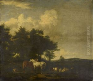 Horses, Sheep and Goats with a Sleeping Herdsman by Adriaen Van De Velde